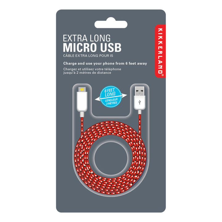 KIKKERLAND CÂBLE DE CHARGEMENT MICRO USB EXTRA LONG