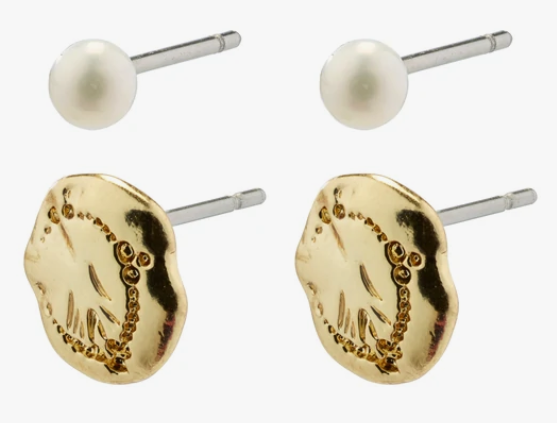 Pilgrim Jola Pearl Earring Set Gold Plated