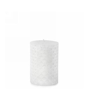 White Candle With Engraved Pattern