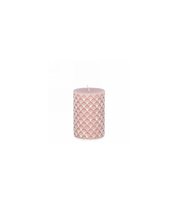 Antique Pink Candle With Engraved Pattern