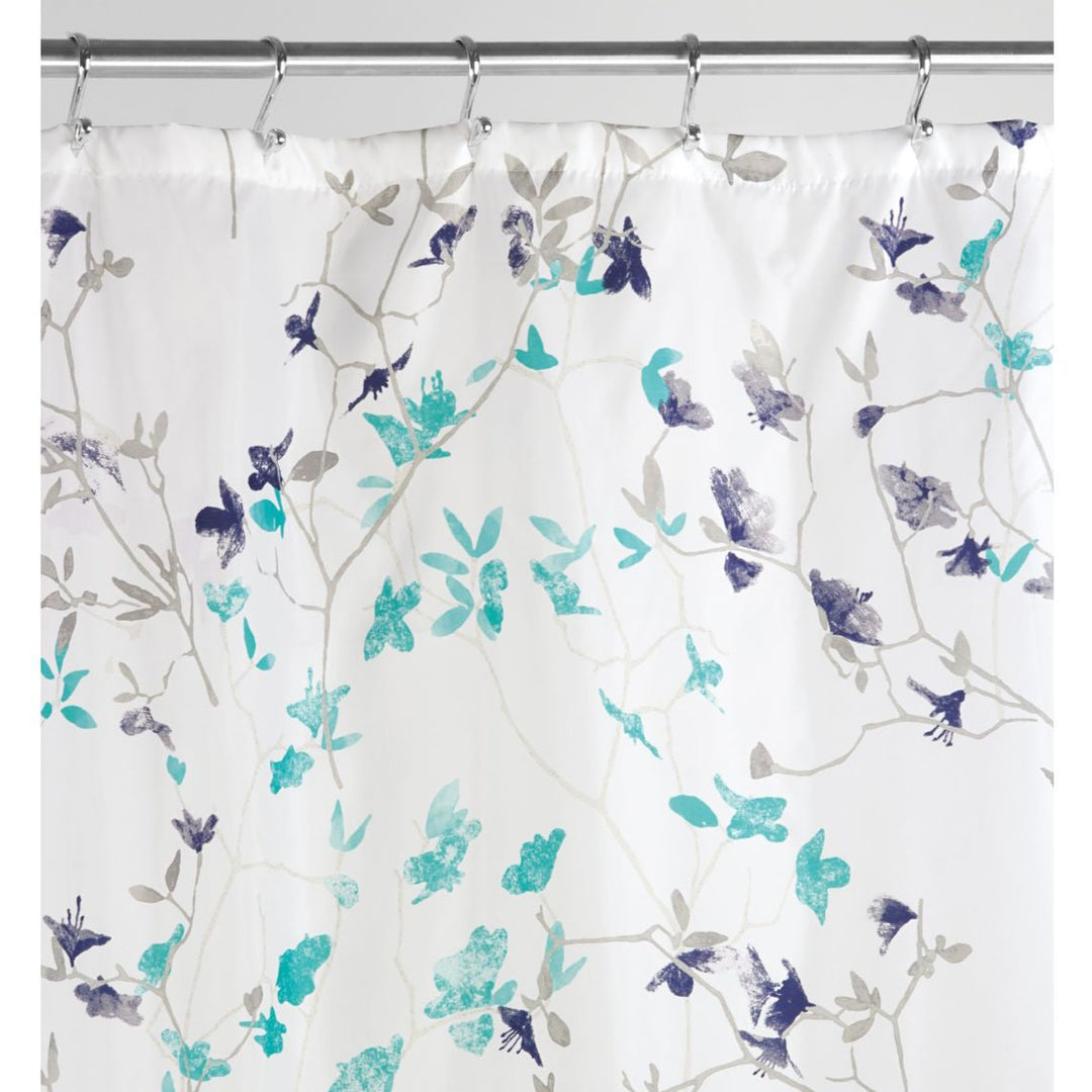 Teal & Navy Twiggy Floral Shower Curtain