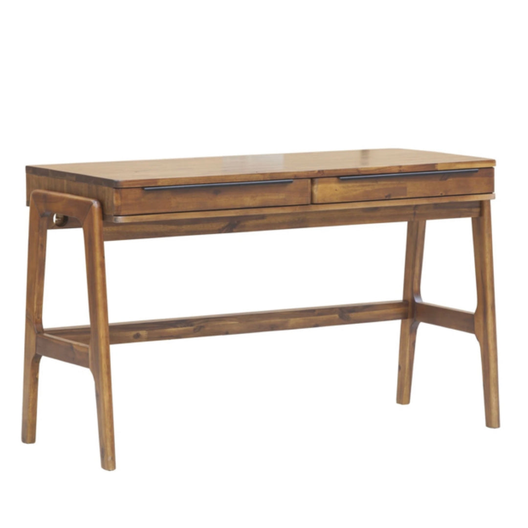 LH Imports Remix Brown Finish Solid Wood Writing Desk