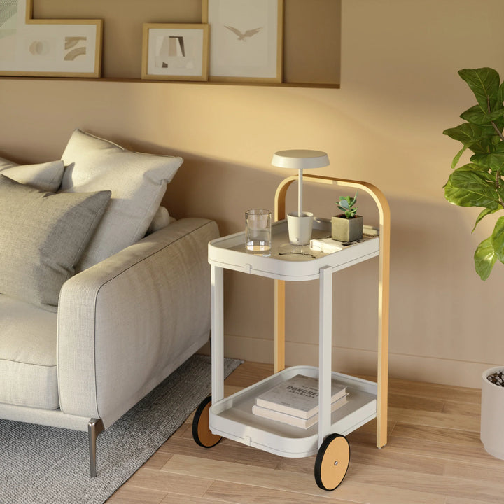 UMBRA BELLWOOD BAR/SERVING CART - White & Natural