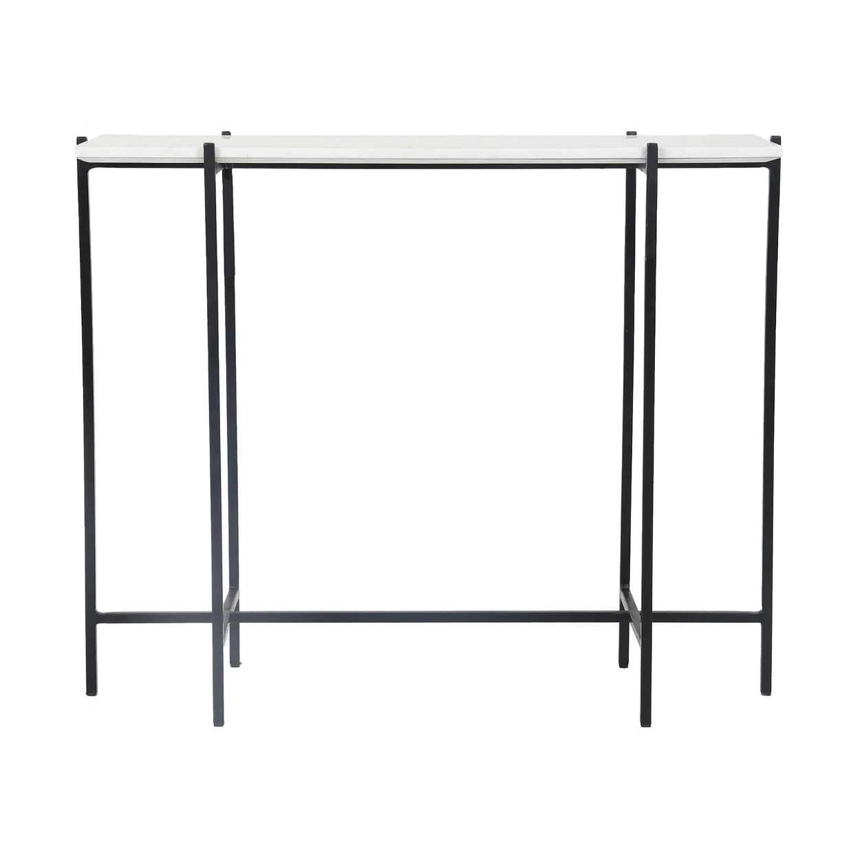 CONSOLE TABLE - WHITE MARBLE/BLACK BASE