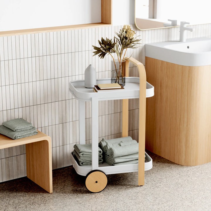 UMBRA BELLWOOD BAR/SERVING CART - White & Natural
