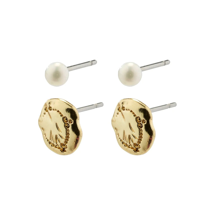 Pilgrim Jola Pearl Earring Set Gold Plated