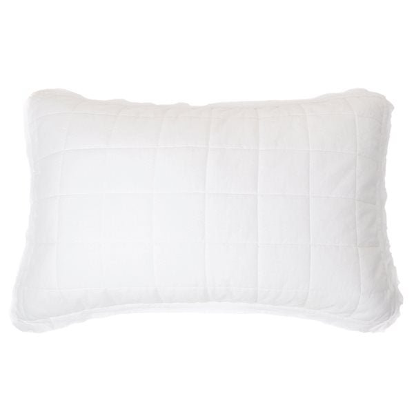 POKE WHITE QUILTED LINEN PILLOW SHAM KING