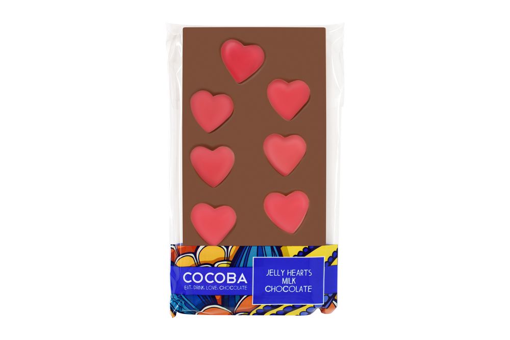 COCOBA JELLY HEART MILK CHOCOLATE BAR 100G