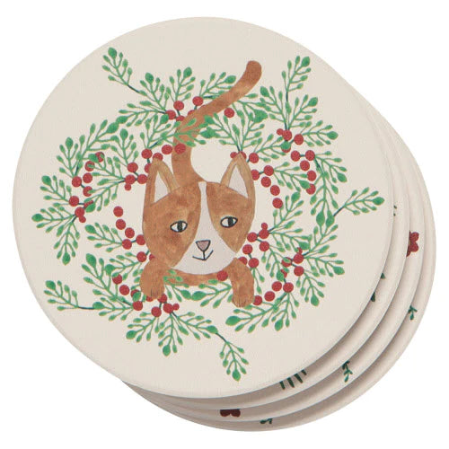 Danica Meowy Christmas Soak Up Coasters Set of 4