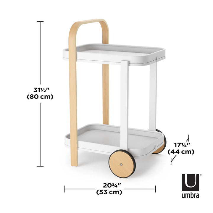 UMBRA BELLWOOD BAR/SERVING CART - White & Natural