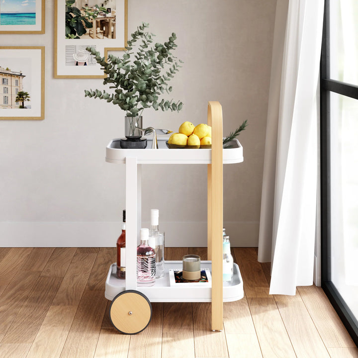 UMBRA BELLWOOD BAR/SERVING CART - White & Natural