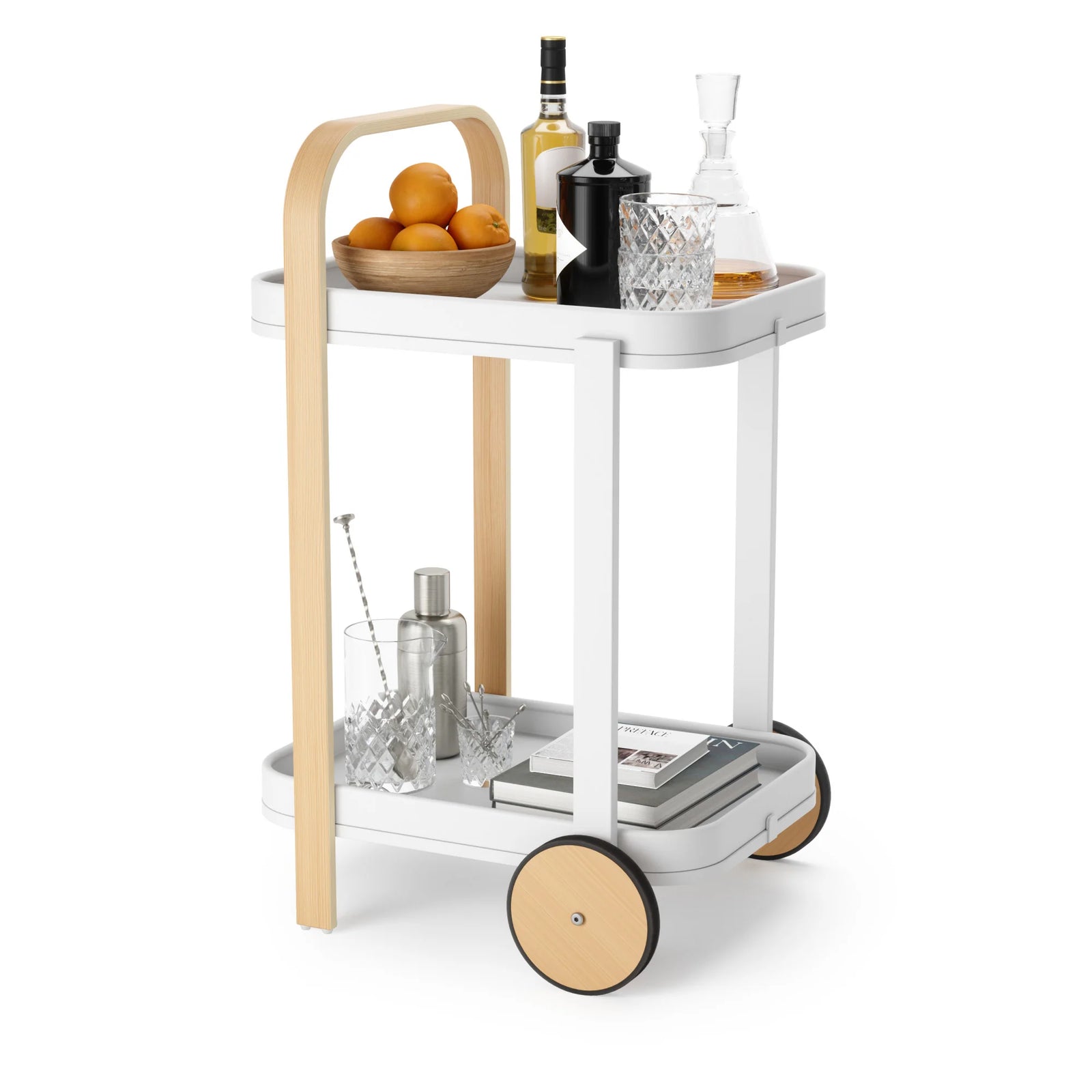 UMBRA BELLWOOD BAR/SERVING CART - White & Natural