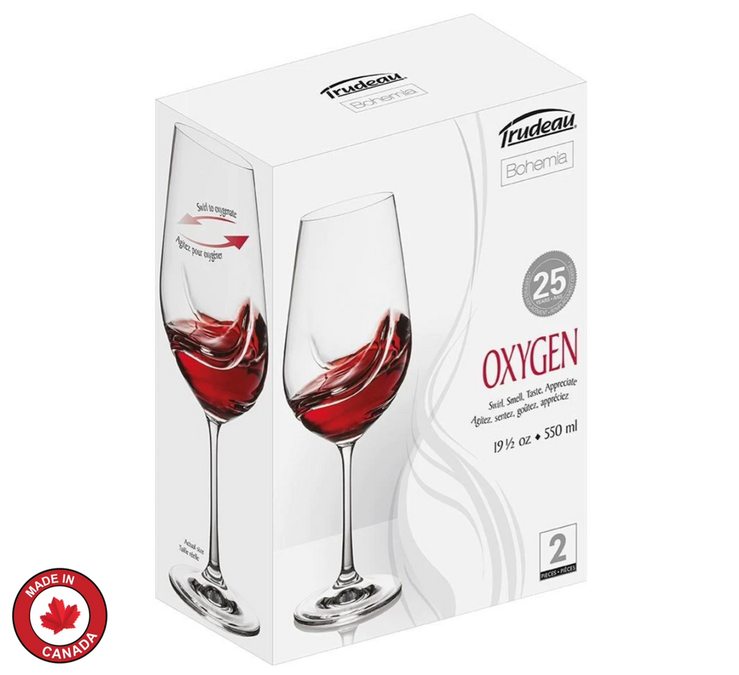 Trudeau Set Of 2 Oxygen Wine Glasses 550ml